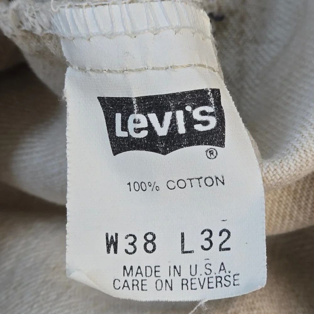 Vintage‎ 1991 Levis 540 Relaxed Fit Jeans Tan Khaki Denim Made in USA Mens 38x32
